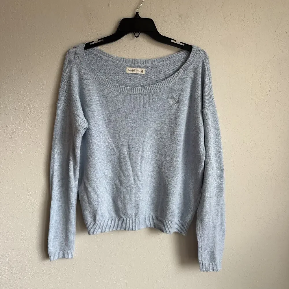 Abercrombie & Fitch Light Blue Off the Shoulder Sweater Womens M Casual